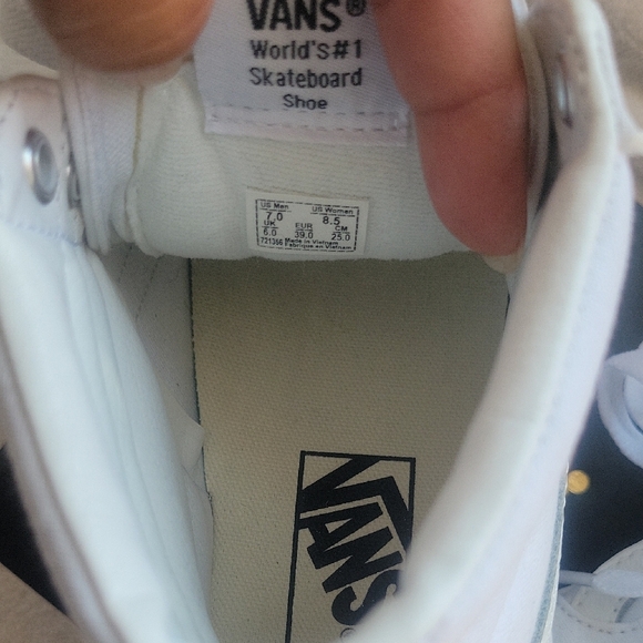 Vans Unisex High-Top Sneakers - Classic White Men Sz7 Women 8.5 - Picture 5 of 7
